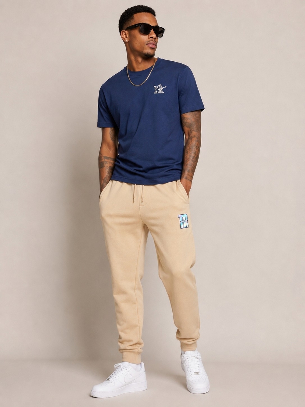 🆕️True Religion Matching Set Fashion Senses Tee + Iridescent TR Joggers Size L